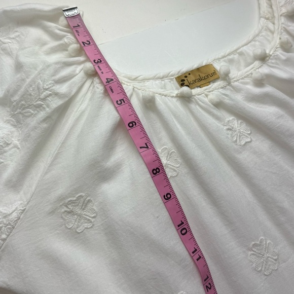 Karakorum Dress Womens Size M/L White Stripe Faux Pearl Lace Cotton - Picture 13 of 14